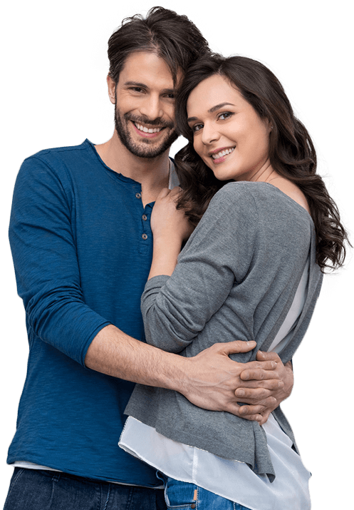 Intimate Couple Hugging Each Other Smiling - Hug Couple Png (497x715), Png Download
