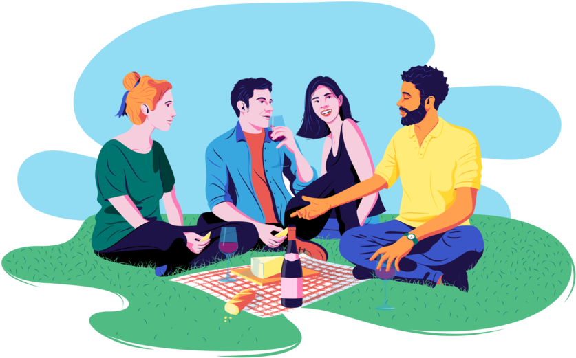 Friends In The Park - Illustration (1000x574), Png Download