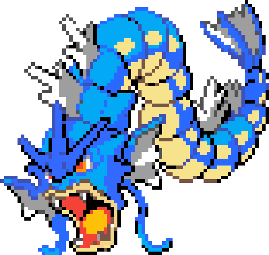 Gyarados Pixel Art (1200x1200), Png Download