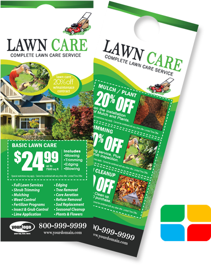 Lawn Service Door Hangers Landscaping Door Hangers - Lawn Care Advertising Door Hangers (495x705), Png Download