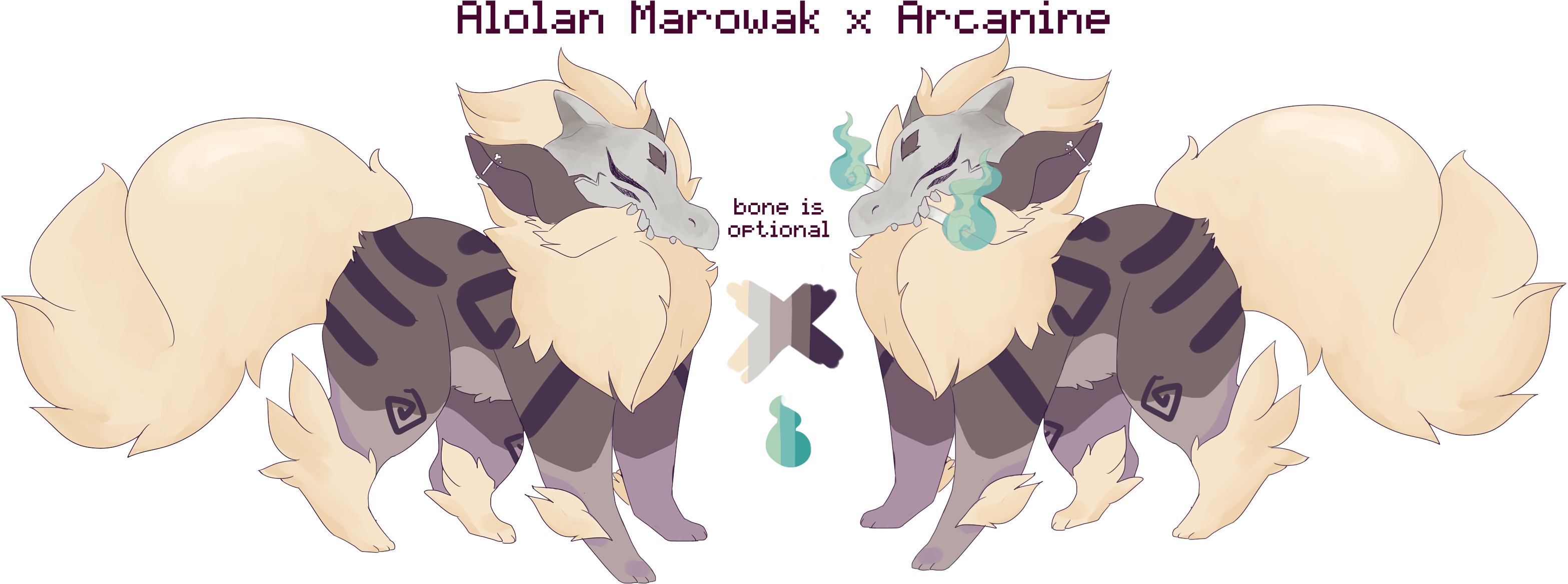 Alolan Marowak X Arcanine [click For Larger Version - Cartoon (3200x1200), Png Download