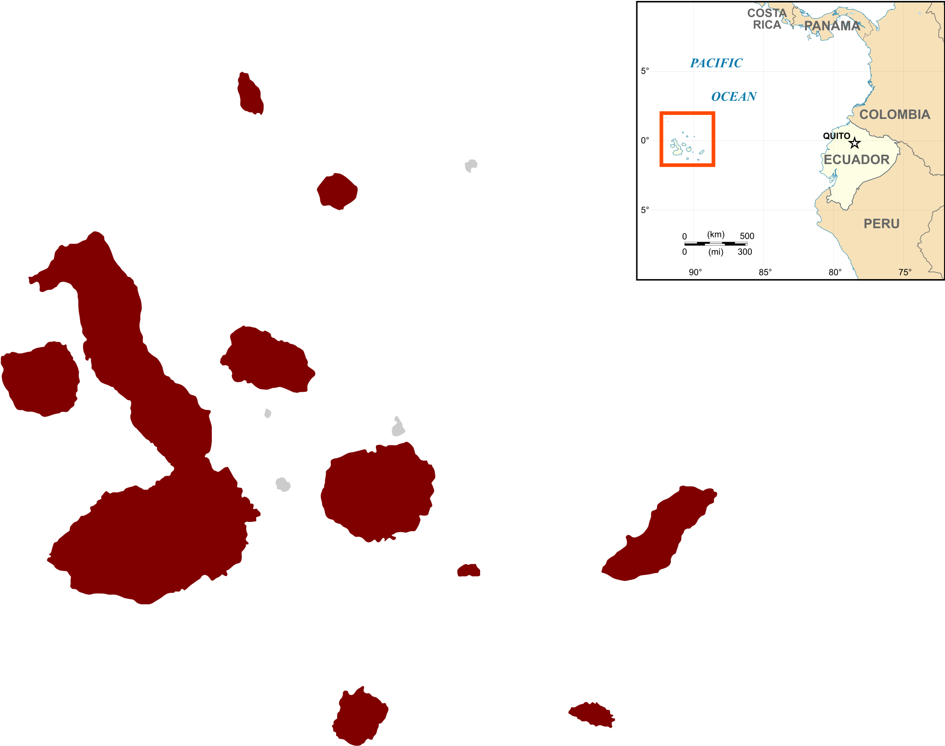 Amblyrhynchus Cristatus Distribution Map - Woodpecker Finch Range Map (2000x1606), Png Download