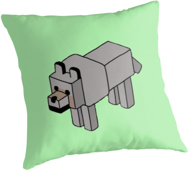 Minecraft Wolf Design - Throw Pillow (875x875), Png Download