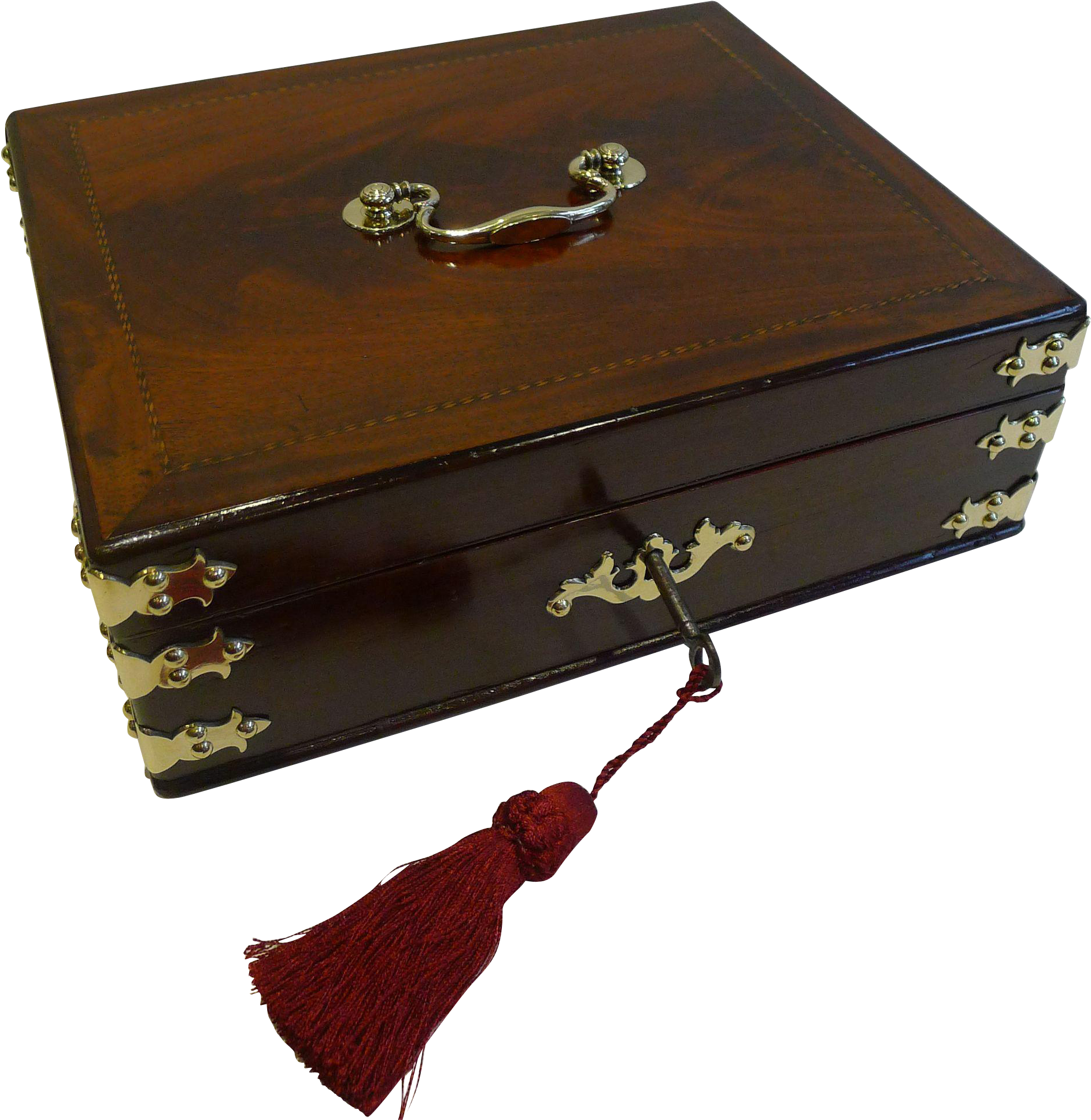 English Sheraton Period Jewelry Box With Secret Drawer - Drawer (1936x1936), Png Download