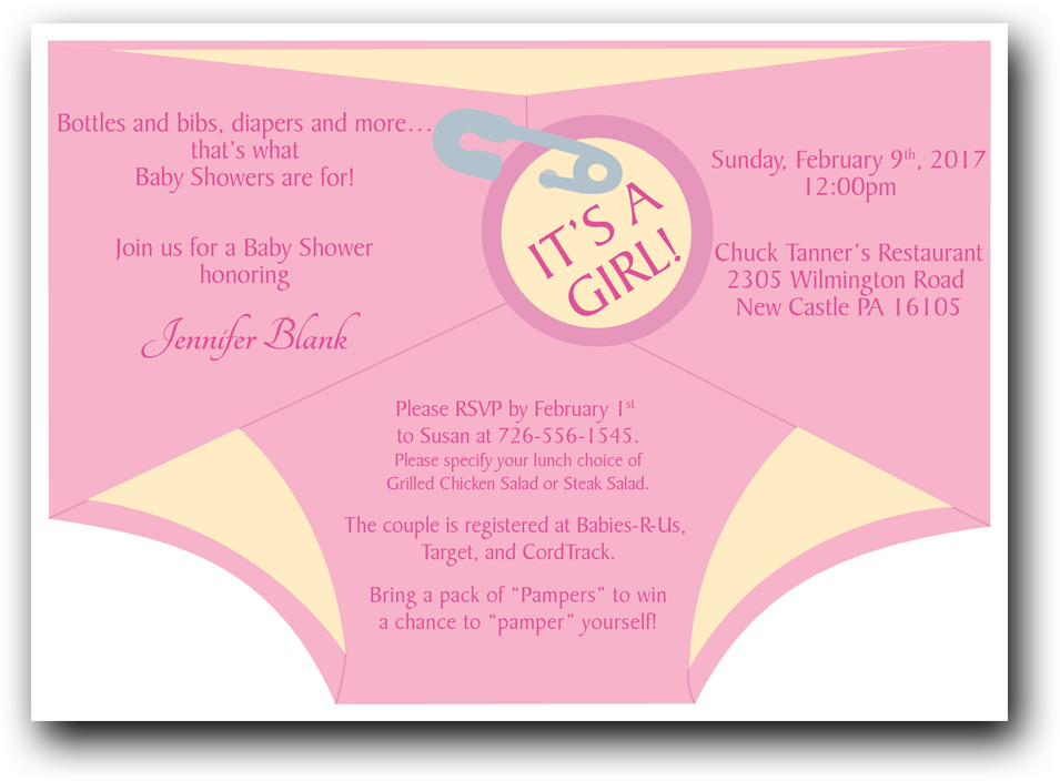 Diaper Shower Invitation Pink - Baby Shower Invitacion En Pañal (1000x1000), Png Download