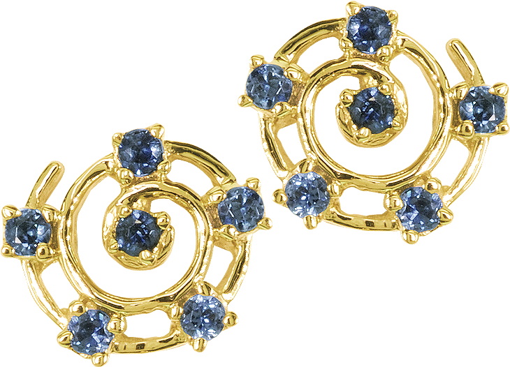 Shipton And Co Solid Gold Swirl Earrings With Blue - Earrings (800x800), Png Download