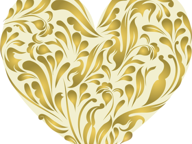 Swirls Clipart Glitter - Gold Heart Clip Art (640x480), Png Download