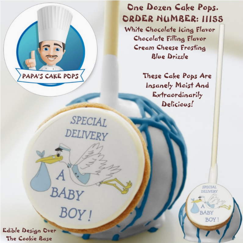 Double Delivery Twin Boys Cake Pop / White Chocolate - Baby (858x858), Png Download