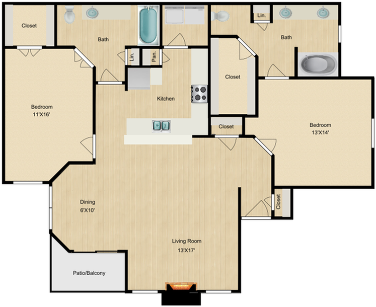0 For The B3 Floor Plan - The Heights Of Cityview (750x750), Png Download