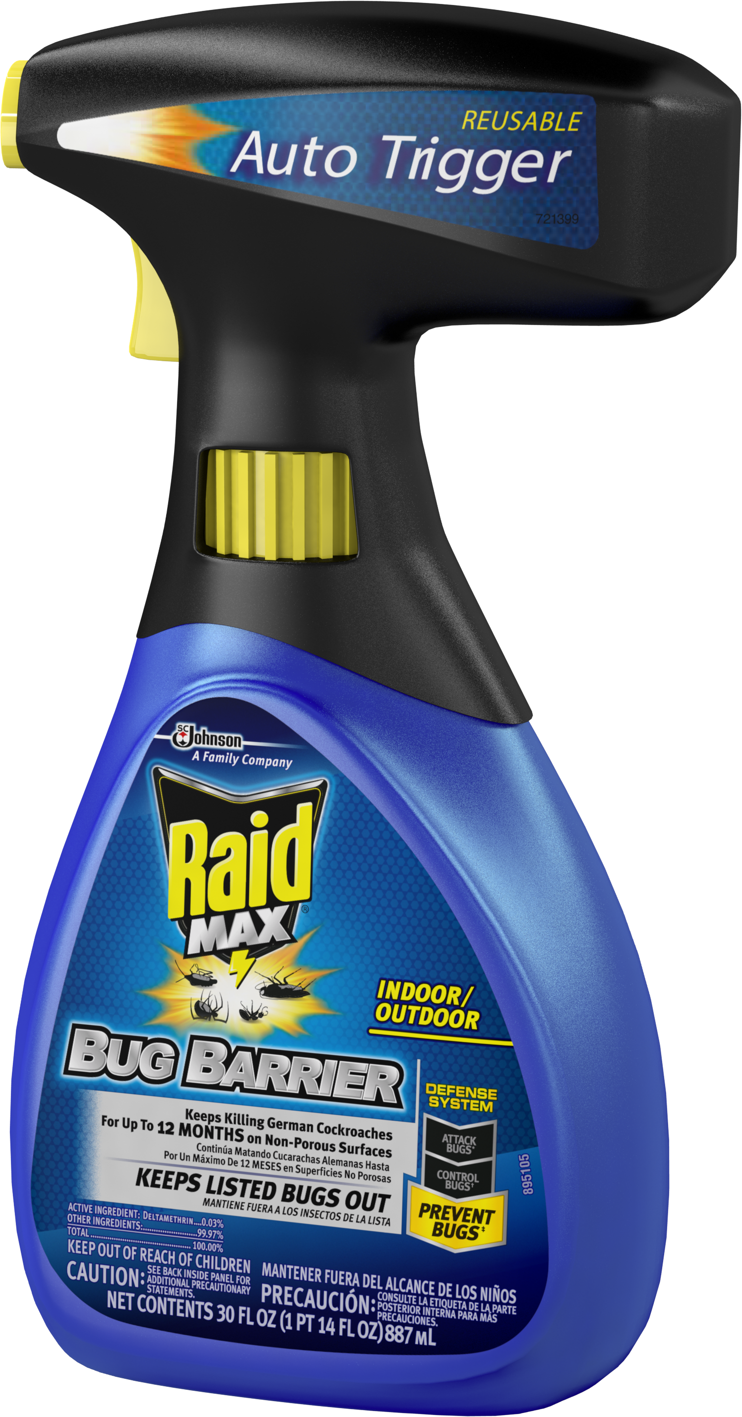 Mortein Bed Bug Spray Images - Raid Max Bug Barrier Trigger Refill 30 Fl Oz (1496x2856), Png Download