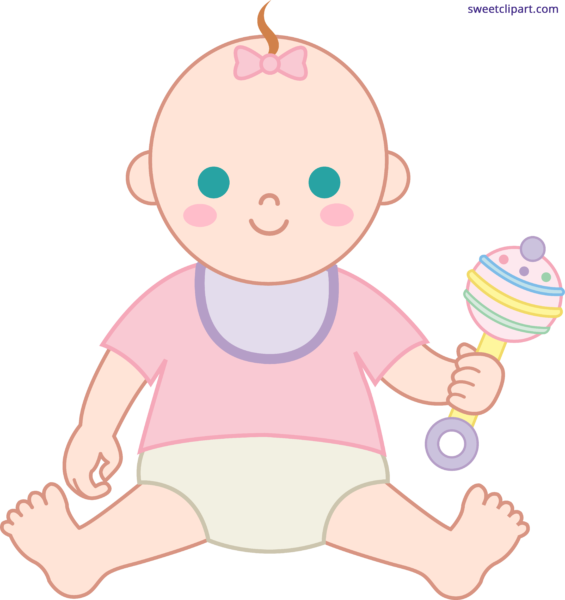 Png Free Babies Playing Clipart - Baby With Rattle Clipart (565x600), Png Download