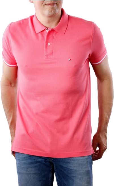 Tommy Hilfiger Basic Tipped Regular Polo Pink Lemonade (490x653), Png Download