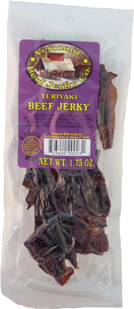 Vermont Beef Jerky Teriyaki Purple/10case (500x1064), Png Download