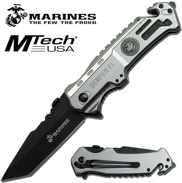 Rugged Knives - U - S - Marines By Mtech Spring Assisted (600x600), Png Download