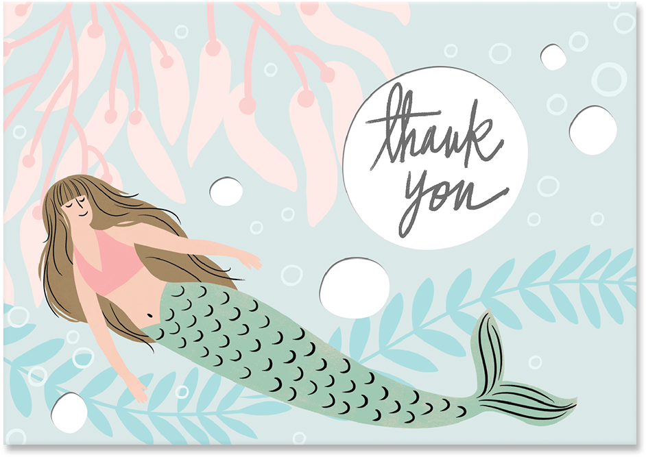 Thank You Mermaid Boxed Cards (1200x1200), Png Download