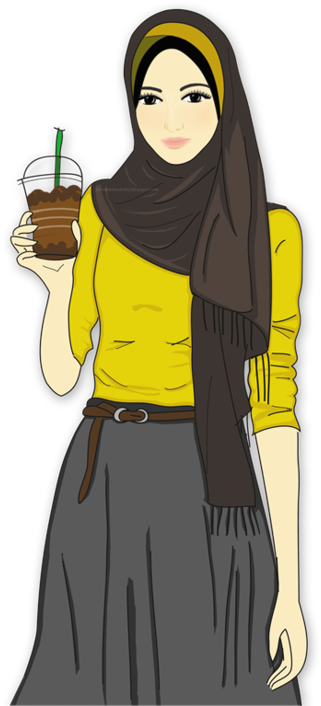 Doodle, Long Skirt, And Hijab Girl Image - Drawing (500x707), Png Download