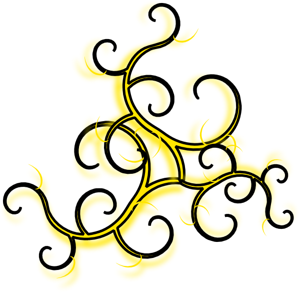 Black And Gold Swirls Clip Art - Yellow And Black Swirls (600x585), Png Download