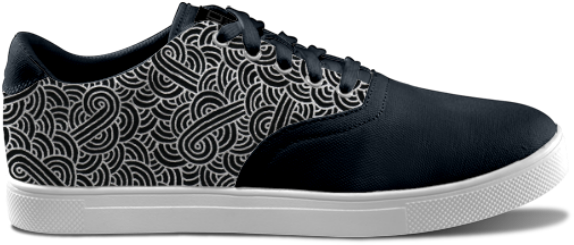 Faux Silver And Black Swirls Zentangle - Skate Shoe (620x620), Png Download