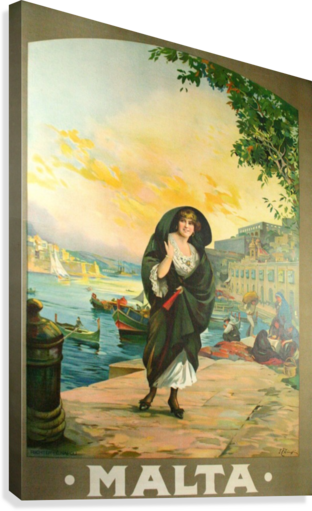 Original Travel Poster For Malta In 1900 Canvas Print - Allposters.de Giclée-druck: Malta, 61x46cm. (312x511), Png Download