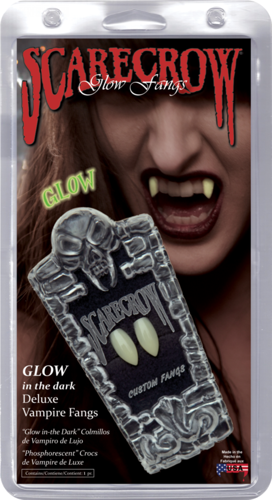 Scarecrow Vampire Fangs Long Glow In The Dark - Vampire Fangs Glow In The Dark - Makeup (1200x1604), Png Download