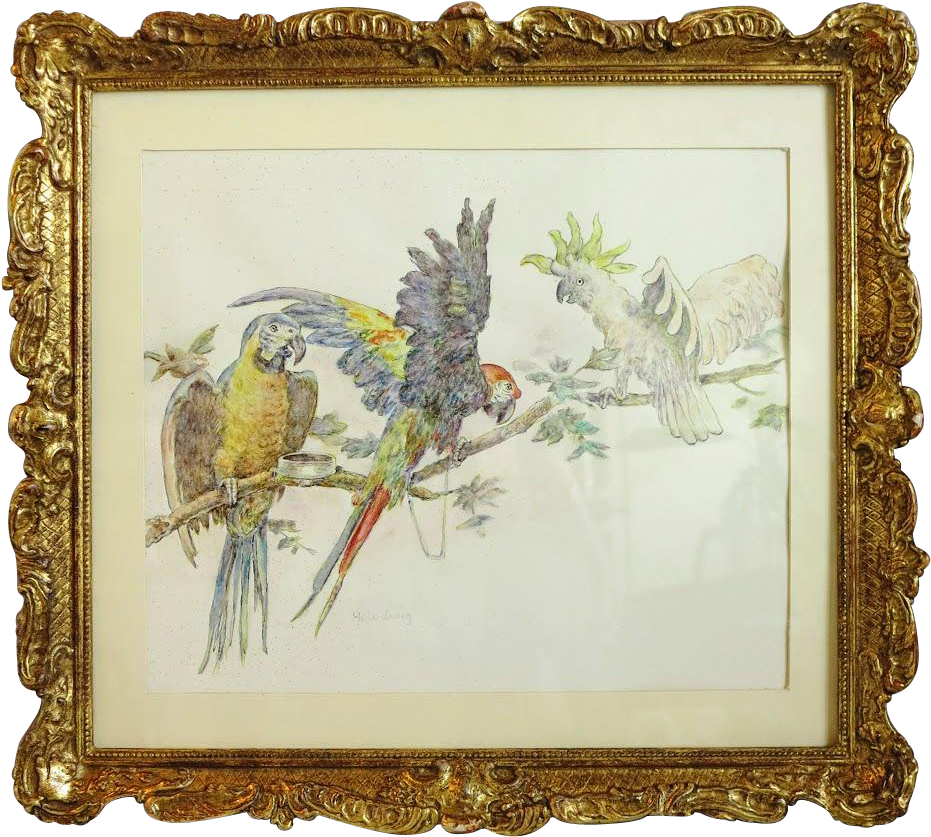Antique Watercolor Painting , Signed , 19th Century - Painting (930x930), Png Download