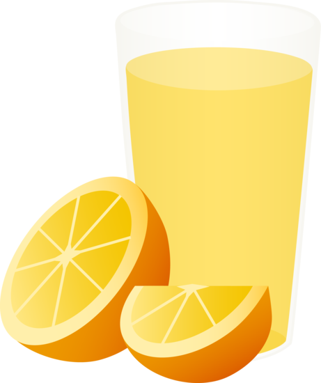 Glass Of Orange Juice With Sliced Fruit - Orange Juice Clip Art (461x550), Png Download