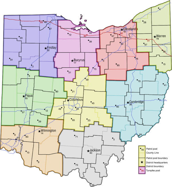 Ohio Highway Patrol Map - Ohio District 57 (600x652), Png Download