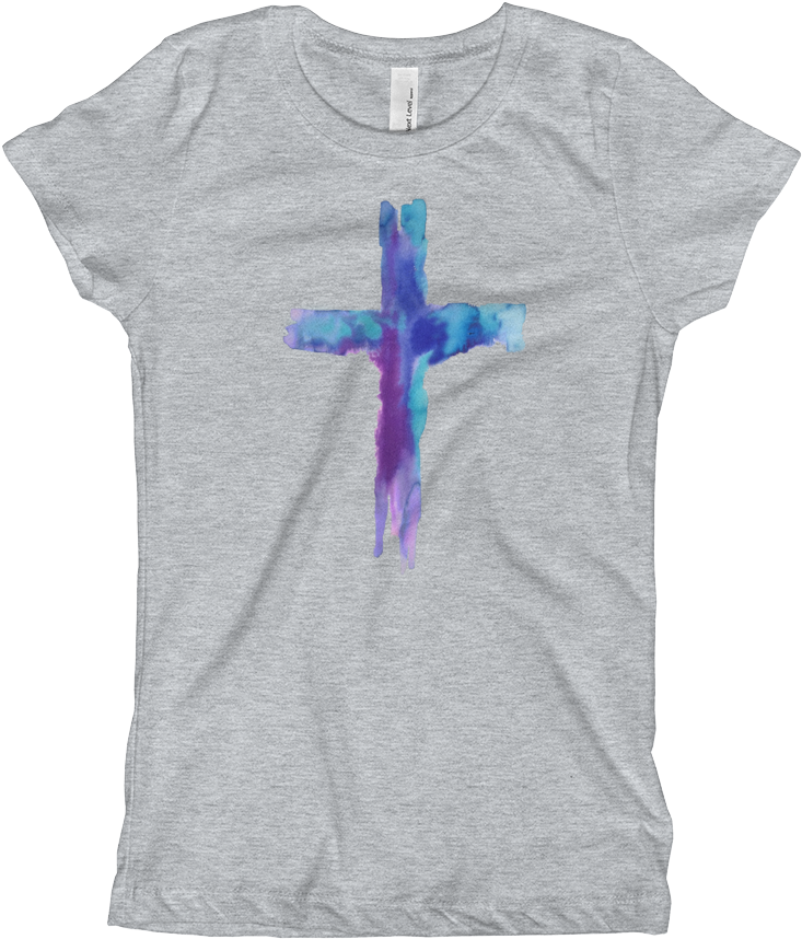 Watercolor Cross Girl's T-shirt - T-shirt (1000x1000), Png Download