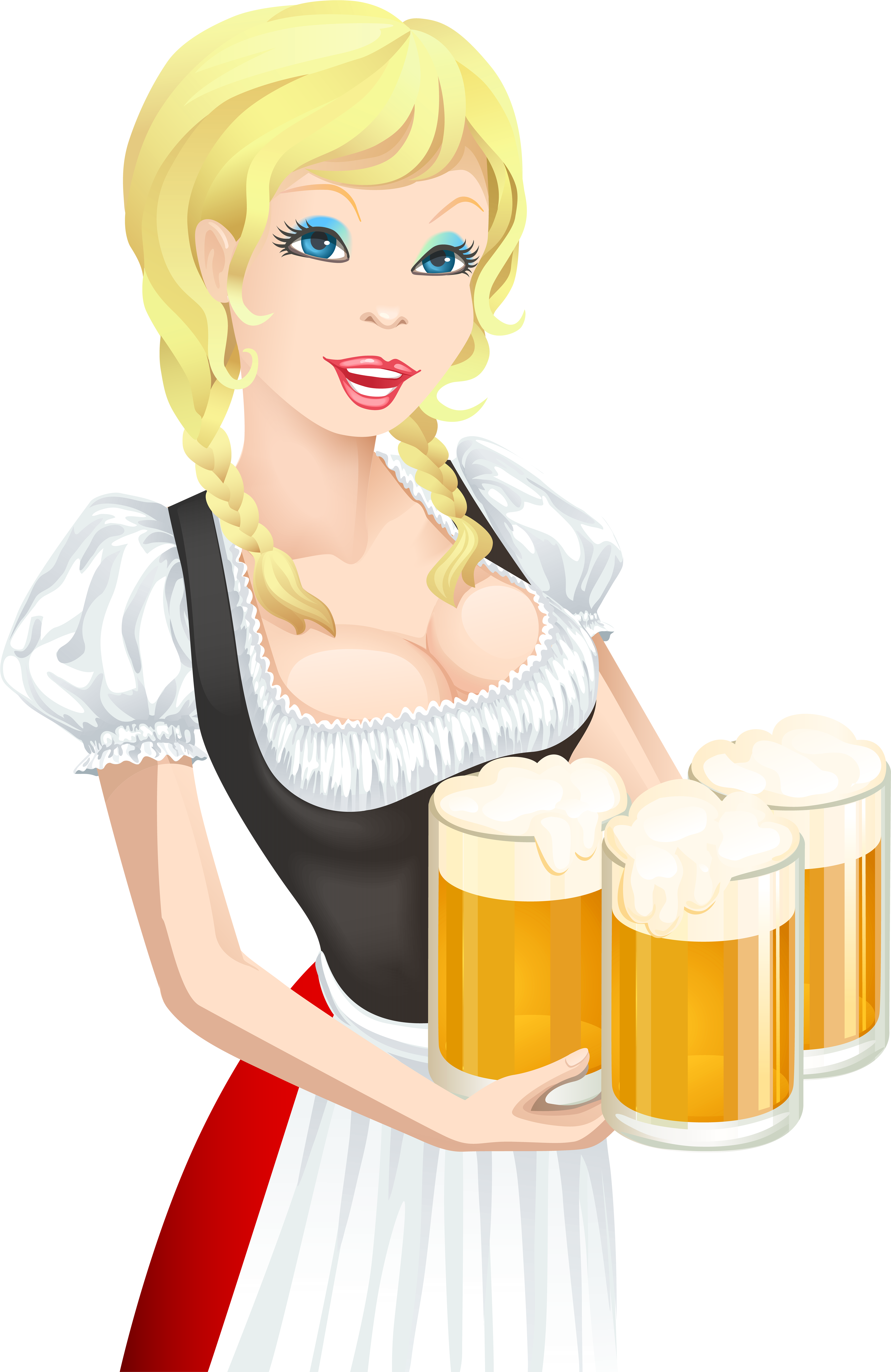 Cartoon Octoberfest Girl Beer Png (5332x8000), Png Download