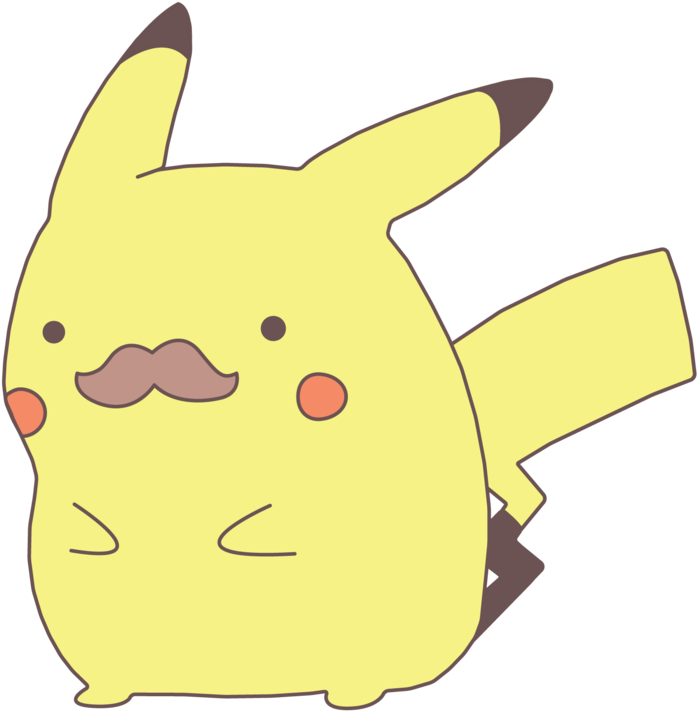Pikachu - Chibi Pikachu With Mustache (894x894), Png Download