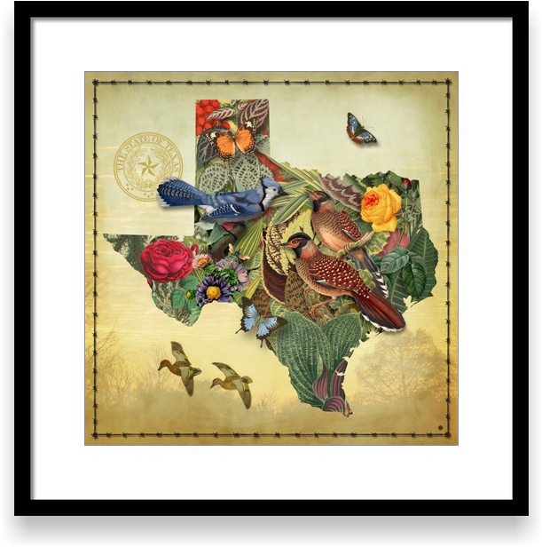 Food Advertising Flag - Texas Map Metal Print By Gary Grayson (1076x794), Png Download