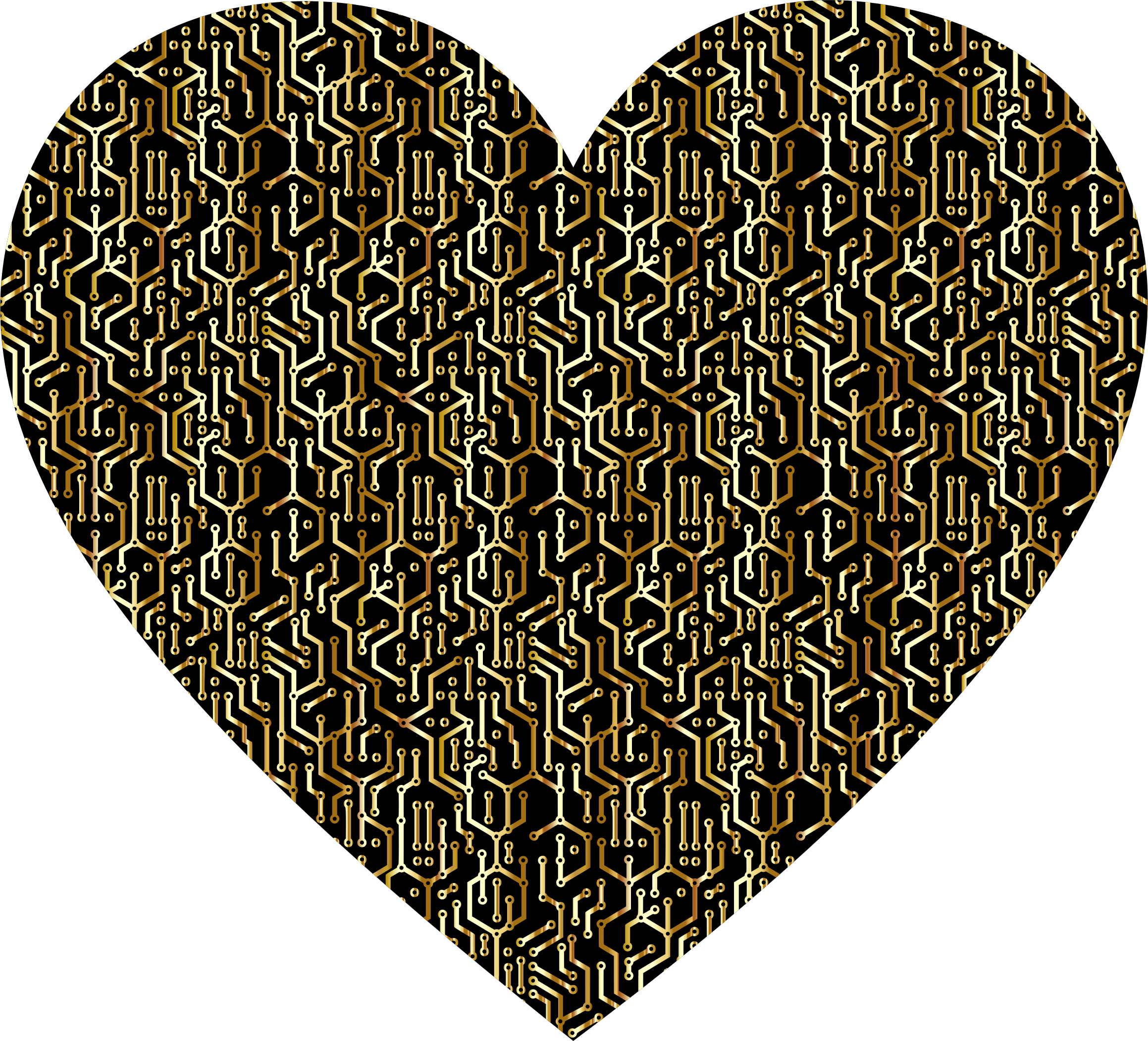 This Free Icons Png Design Of Gold Electronic Heart (2318x2102), Png Download