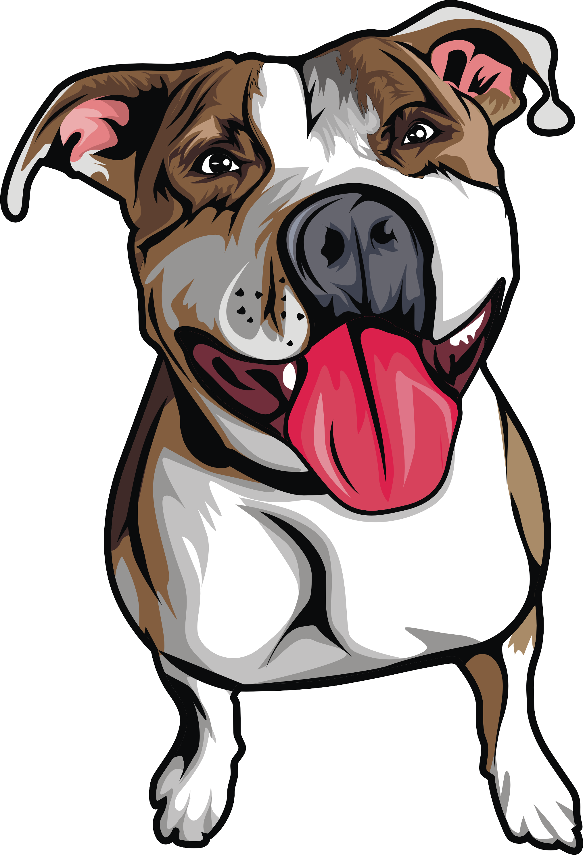 Bulldog Cartoon Muscle Png - Dog (2028x2972), Png Download