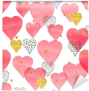 Red Watercolor Hearts Pattern - Watercolor Painting (400x400), Png Download