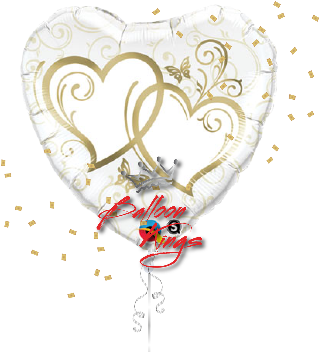 Large Entwined Gold Hearts - Qualatex 18 Inch Heart Foil Balloon - Entwined Hearts (1280x1280), Png Download