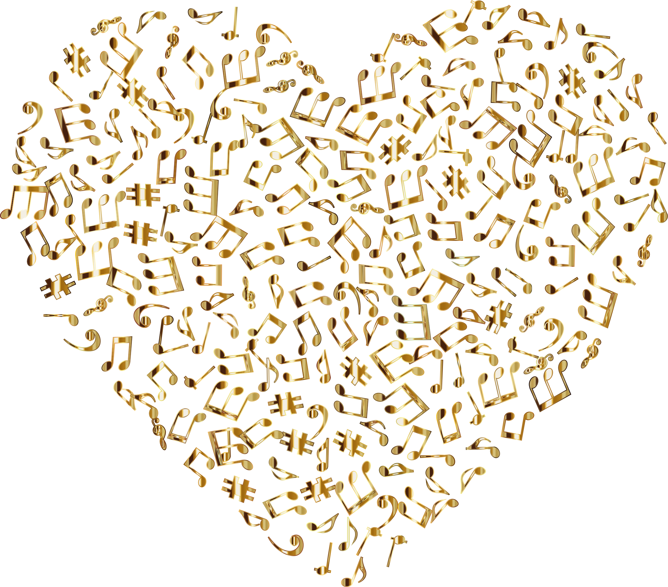 This Free Icons Png Design Of Gold Musical Heart 4 (2294x2013), Png Download