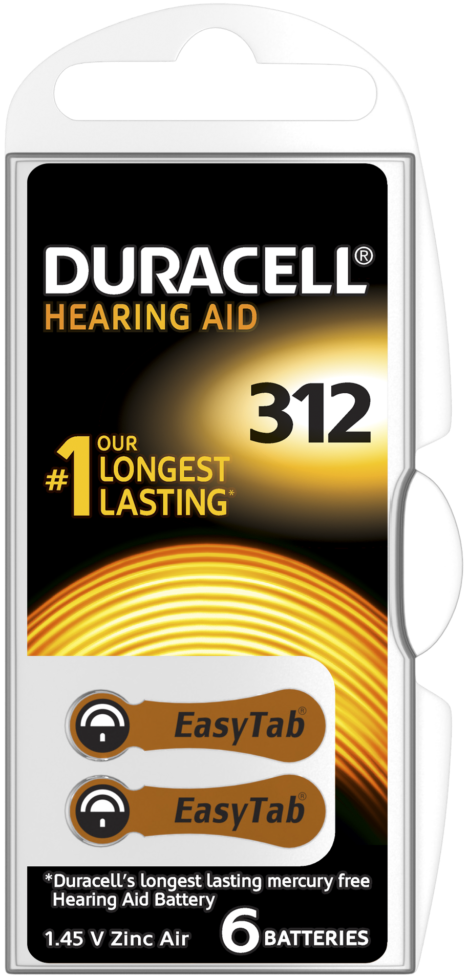Hearing Aid Batteries - Duracell Hearing Aid 312 (1024x1024), Png Download