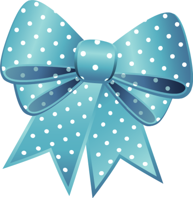 Blue Dotted Easter Egg With Pink Bow Png Clipart - Ribbon Vector (389x400), Png Download