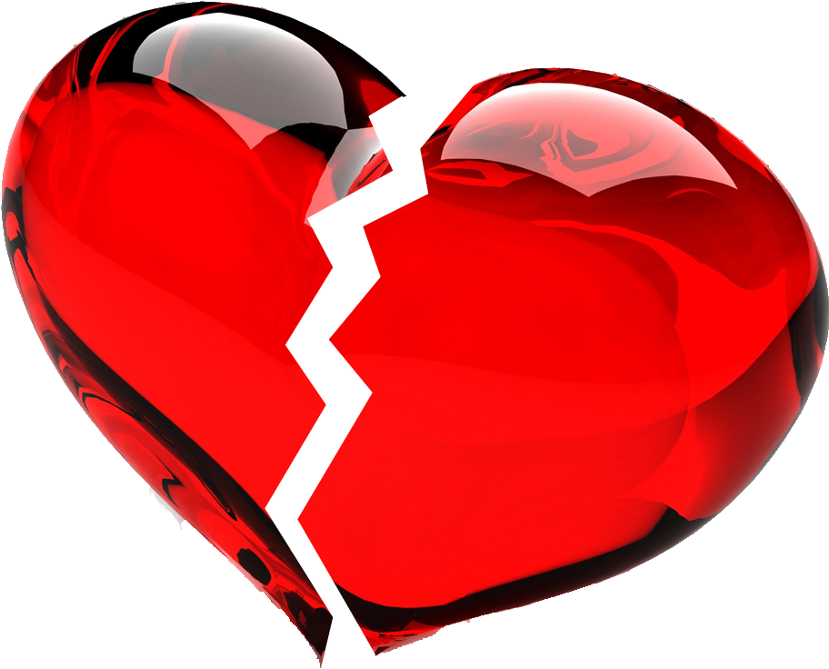 Red And Gold Heart Png Clipart - Broken Heart Transparent Png (1021x821), Png Download