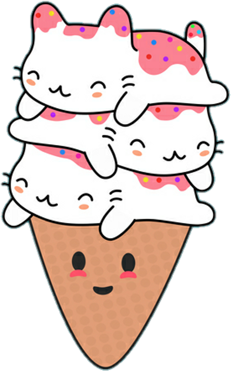 Pink Girls Kawaii Cute Tumblr Dreams Sadness Sad Girls - Dessert - Cat Ice Cream Is So Kawaii T Shirt & (1024x1024), Png Download