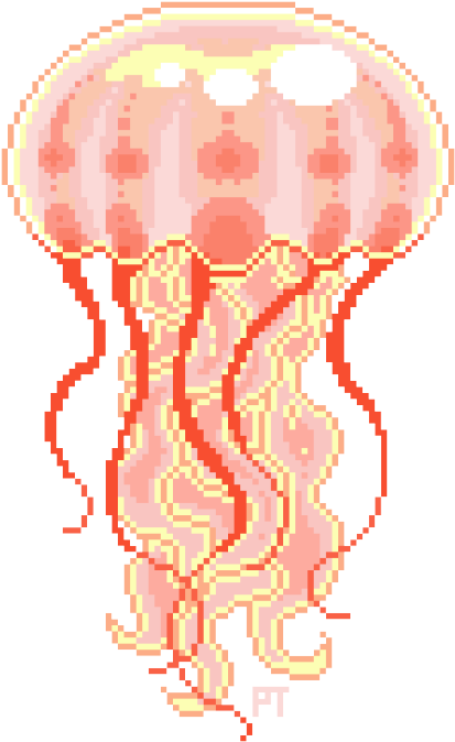 Jellyfish Clipart Tumblr Transparent - Transparent Jellyfish Pixel (500x685), Png Download