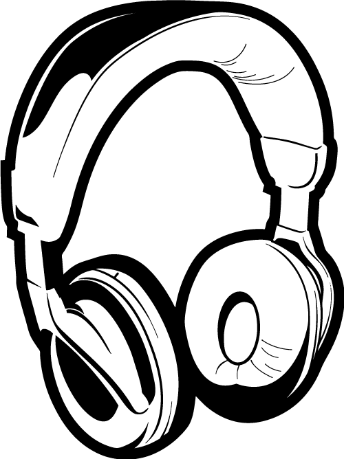 Clip Royalty Free Library Dj Clipart - Headphone Black And White (500x668), Png Download