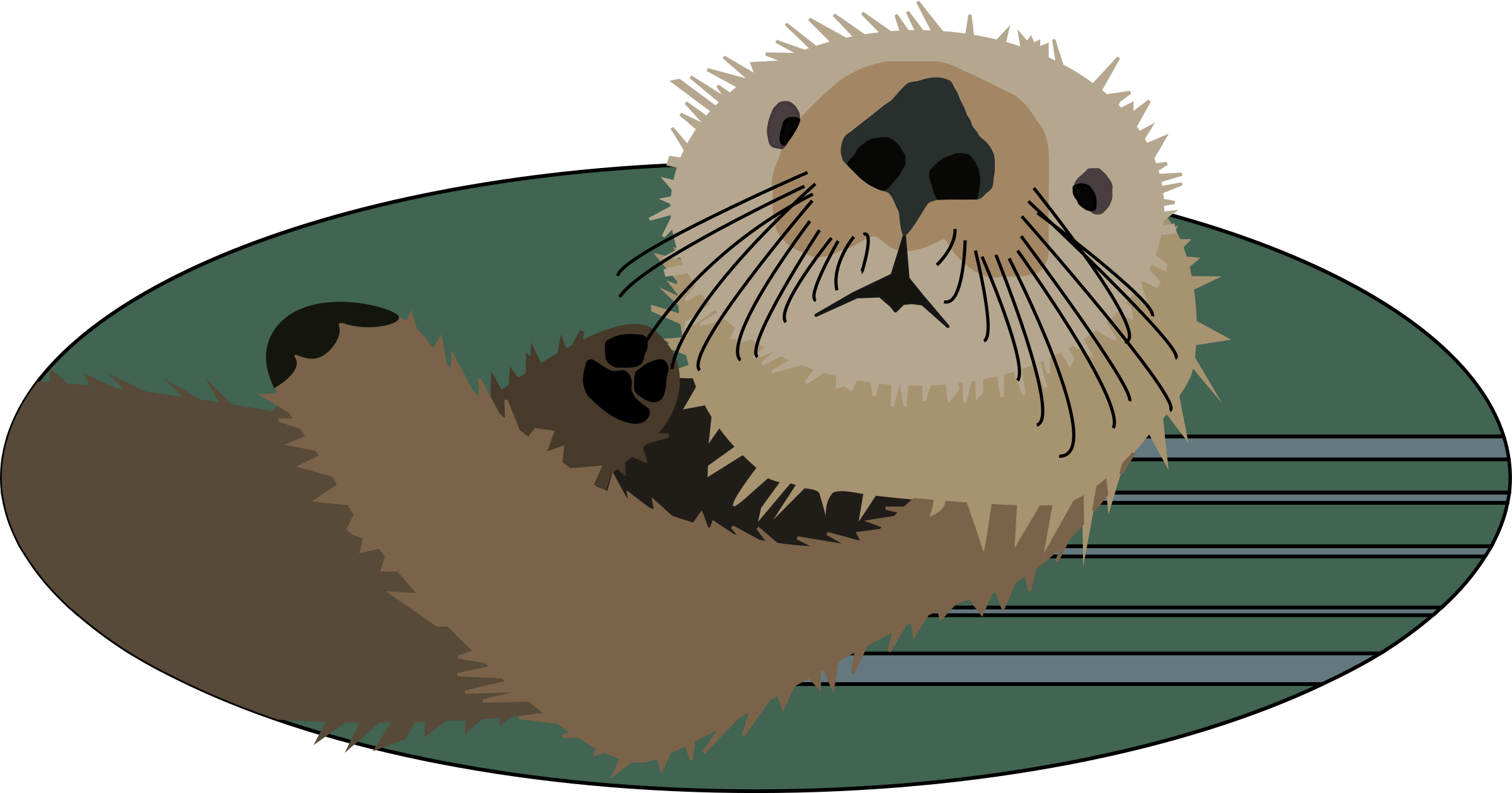 Clipart - Sea Otter - Sea Otter Clip Art (2400x1260), Png Download