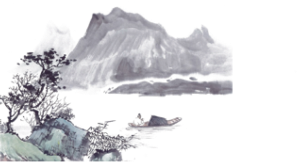 Ftestickers Watercolor Inkpainting Landscape Mountains - Chinese Landscape Png (1024x1024), Png Download