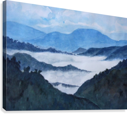 Foggy Landscape Canvas Print - Summit (429x386), Png Download