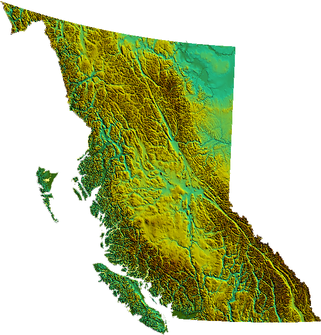 File - Bc-relief - British Columbia Population Map (659x675), Png Download