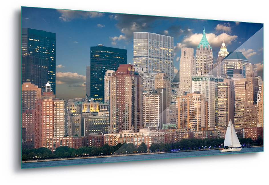 New York Skyline City Canvas Amp Glass Wall - New York Skyline, Landscape Cross Stitch Pattern (1600x1105), Png Download