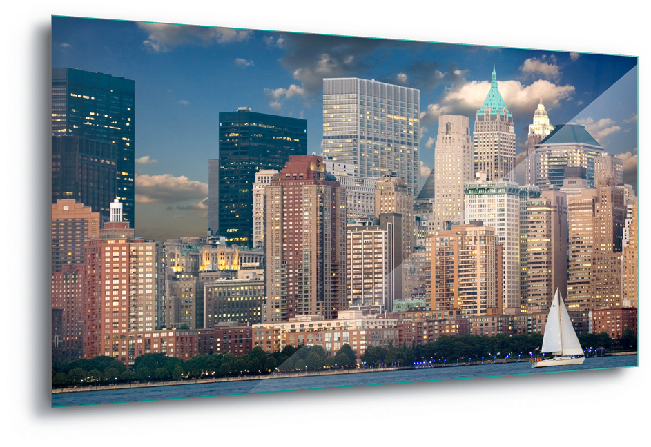 thumbnail image 2 of New York NYC Skyline Canvas Wall Art – Single Piece, Giclée Print On 300gsm Cotton Canvas – Framed Timber, Ready To Hang – Multi-Coloured, 2023 2 of 5