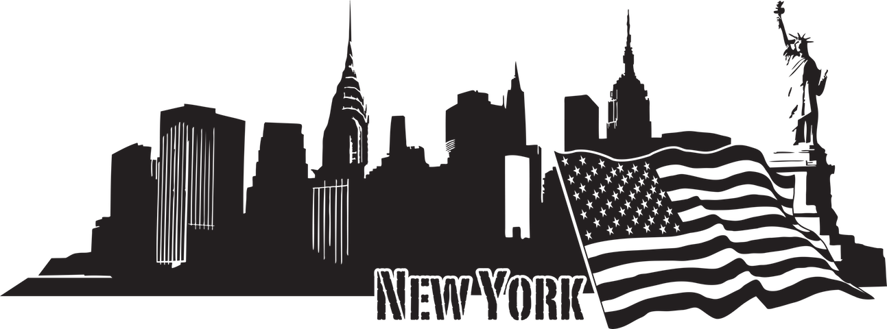 New York Skyline Decal Wall Decals Style And Apply - New York Skyline Decal - Lavender - 39in X 14in (1293x480), Png Download