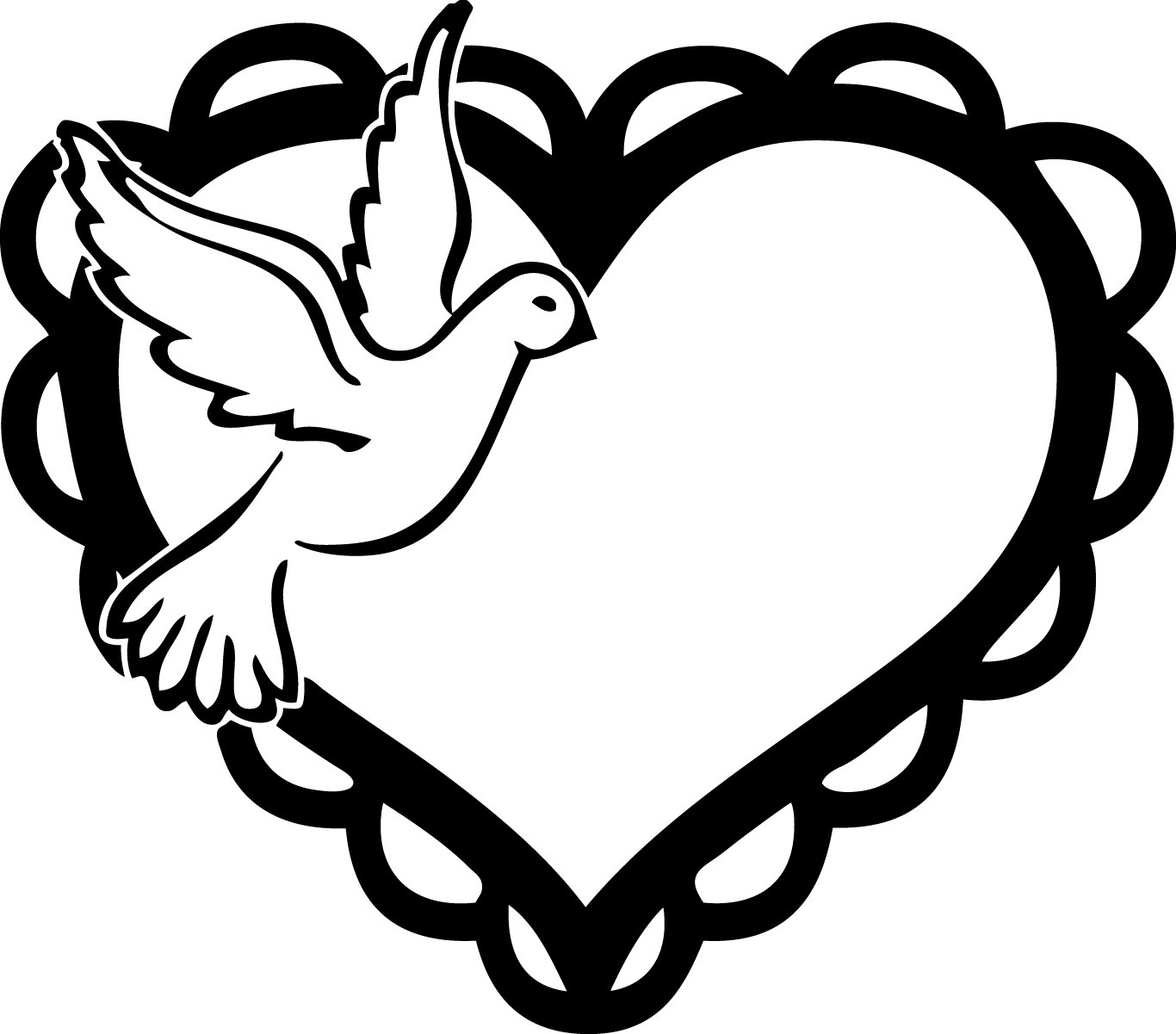 Dove Clipart Two Heart Free Collection - Dove With Heart Clipart (1366x1201), Png Download